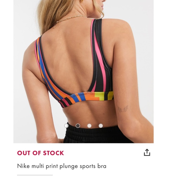 Nike Multi Print Plunge Sports Bra Size Small - Picture 3 of 4